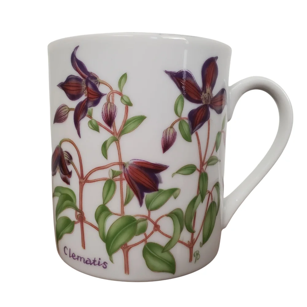 2 Vntg Lillian Vernon Botanical Garden Mugs - Nasturtium & Clematis. Circa 1984 - Picture 2 of 9